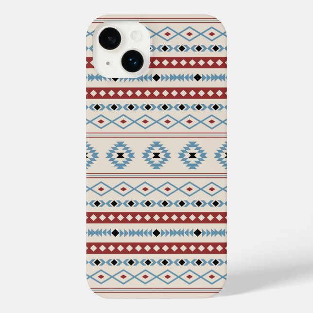 Aztec Blue Red Black Cream Mixed Motifs Pattern iPhone Case (Back)