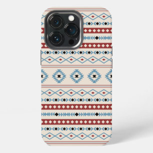 Aztec Blue Red Black Cream Mixed Motifs Pattern iPhone 13 Pro Case