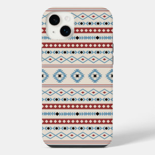 Aztec Blue Red Black Cream Mixed Motifs Pattern iPhone 14 Plus Case