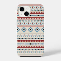 Aztec Blue Red Black Cream Mixed Motifs Pattern