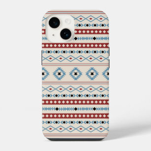 Aztec Blue Red Black Cream Mixed Motifs Pattern iPhone 14 Case