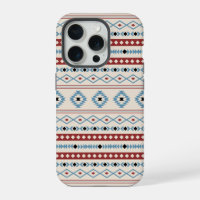 Aztec Blue Red Black Cream Mixed Motifs Pattern