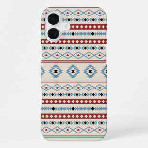 Aztec Blue Red Black Cream Mixed Motifs Pattern iPhone 16 Plus Case