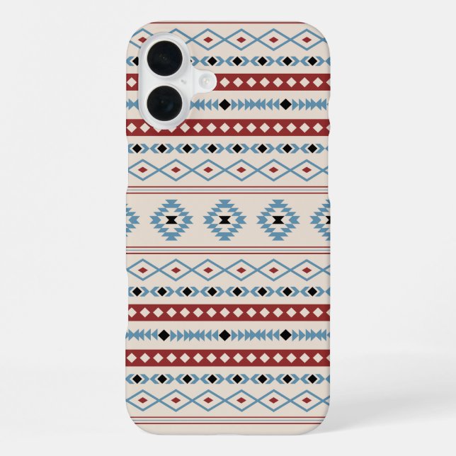 Aztec Blue Red Black Cream Mixed Motifs Pattern iPhone Case (Back)