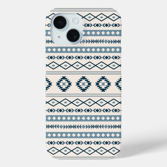 Aztec Blues Cream Mixed Motifs Pattern Case-Mate iPhone Case (Back)
