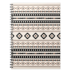 Aztec Brown Black Cream Mixed Motifs Pattern Beach Notebook