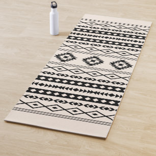 Aztec Brown on Cream Mixed Motifs Pattern Yoga Mat
