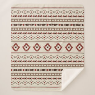 Aztec Browns Rust Cream Mixed Motifs Pattern Sherpa Blanket