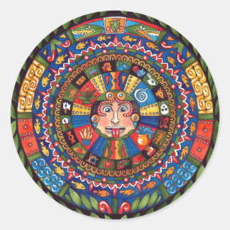 Aztec Calendar 3" round sticker