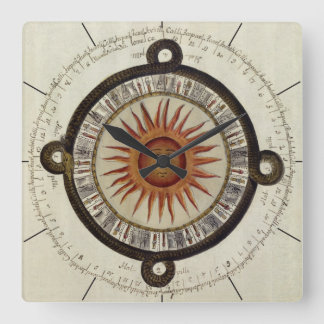 AZTEC CALENDAR | ancient Mexican chronology Square Wall Clock