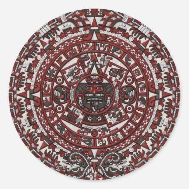 Aztec Calendar Classic Round Sticker (Front)