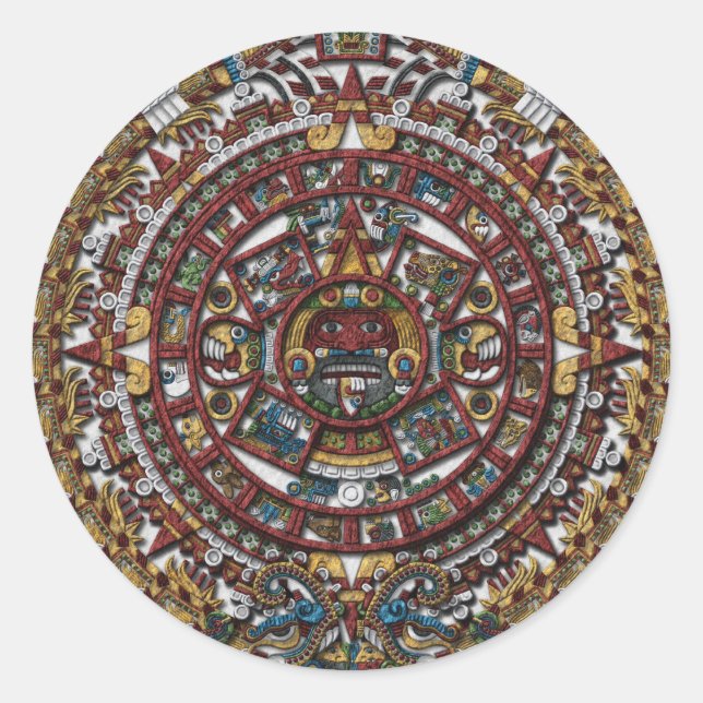 Aztec Calendar Classic Round Sticker (Front)