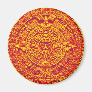 Aztec Calendar - gold Magnet
