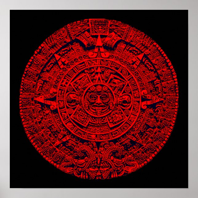 Aztec Calendar (in red) Poster (Front)