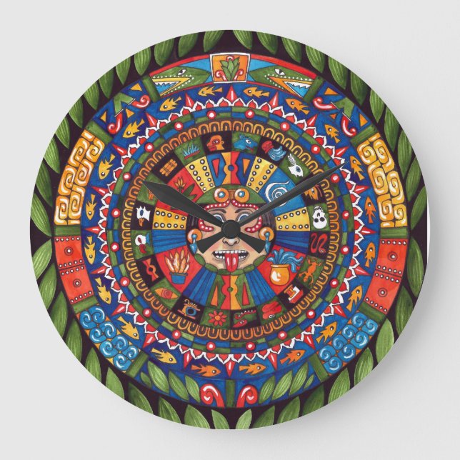 Aztec Calendar Large Wall Clock (Front)