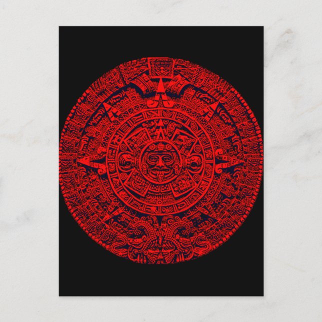 Aztec Calendar - (red) postcard (Front)