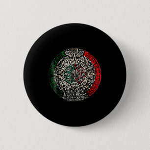 Aztec Calendar Sun Stone Mexican Art Carving Maya  6 Cm Round Badge