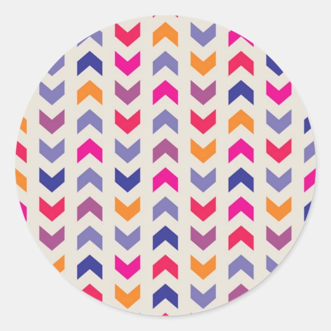 Aztec Chevron colourful pattern Classic Round Sticker (Front)