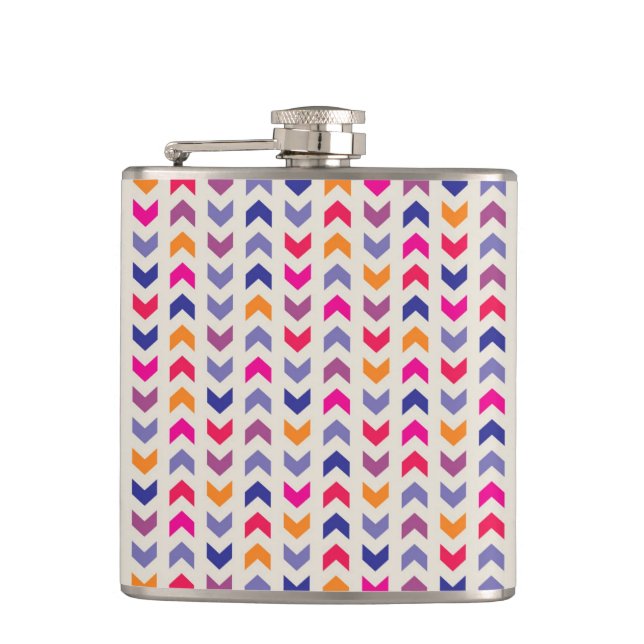 Aztec Chevron colourful pattern Hip Flask (Front)