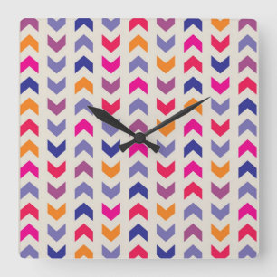 Aztec Chevron colourful pattern Square Wall Clock