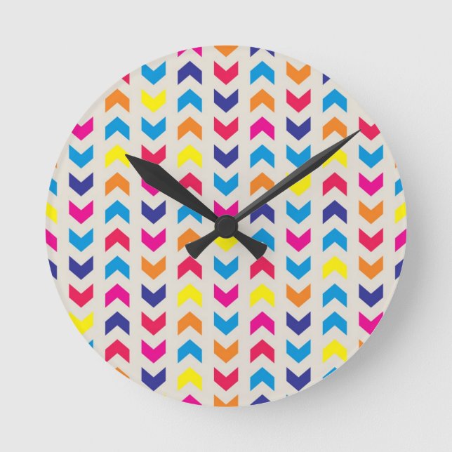 Aztec Chevron colourful Round Clock (Front)