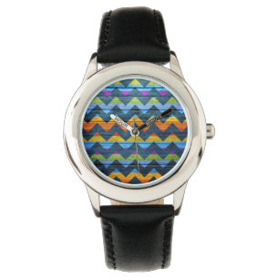 Aztec Chevron Wood Abstract Art #6 Watch