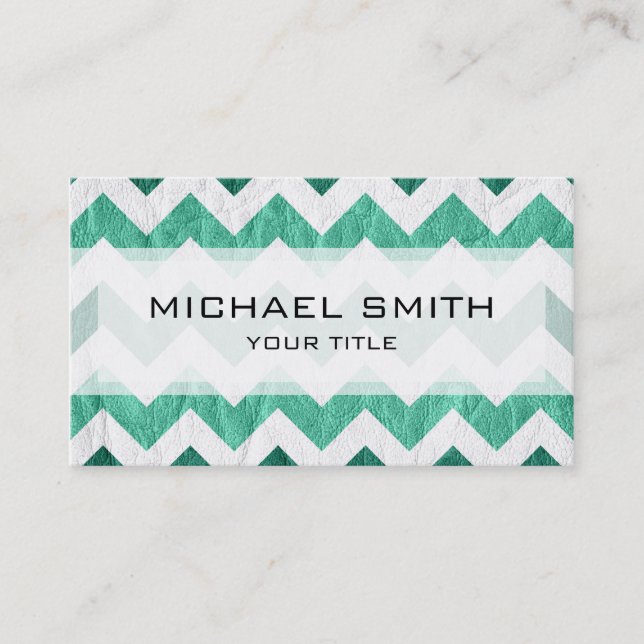Aztec chevron zigzag pattern leather #15 business card (Front)
