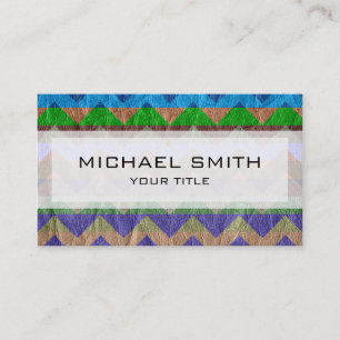 Aztec chevron zigzag pattern leather #18 business card
