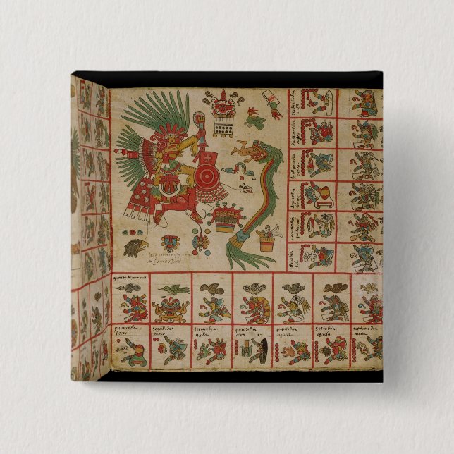 Aztec Codex Borbonicus 15 Cm Square Badge (Front)