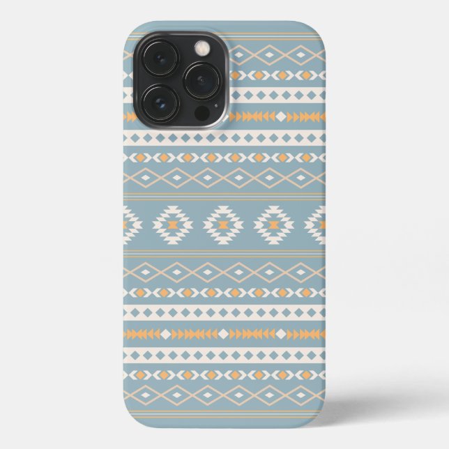 Aztec Cream Orange Blue Mixed Motif Pattern iPhone Case (Back)