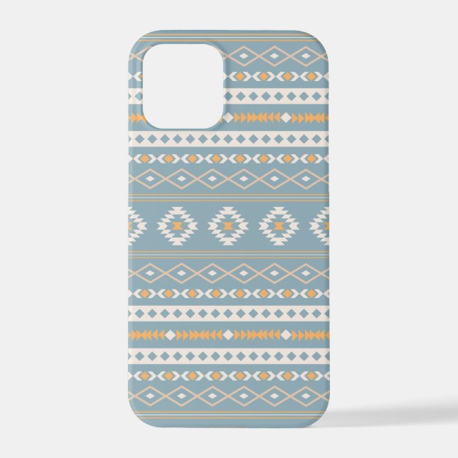 Aztec Cream Orange Blue Mixed Motif Pattern iPhone Case (Back)
