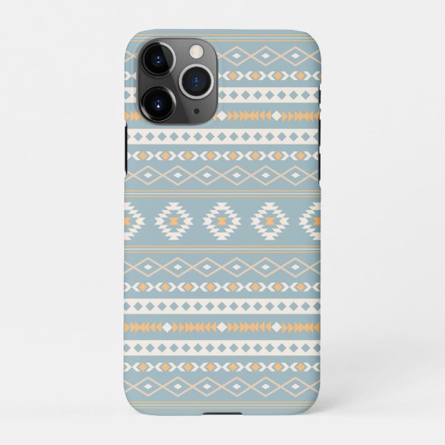 Aztec Cream Orange Blue Mixed Motif Pattern iPhone Case (Back)