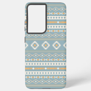 Aztec Cream Orange Blue Mixed Motif Pattern Samsung Galaxy Case