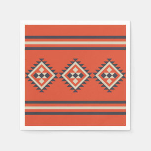 Aztec design in orange, beige and blue colours napkin
