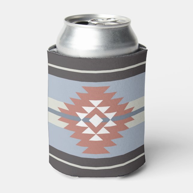 Aztec design in pink and blue colours can cooler (Can Front)