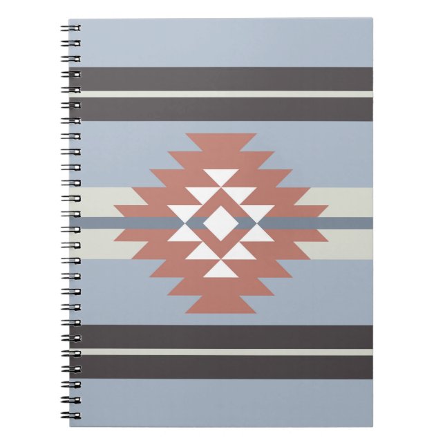 Aztec design in pink and blue colours notebook (Front)