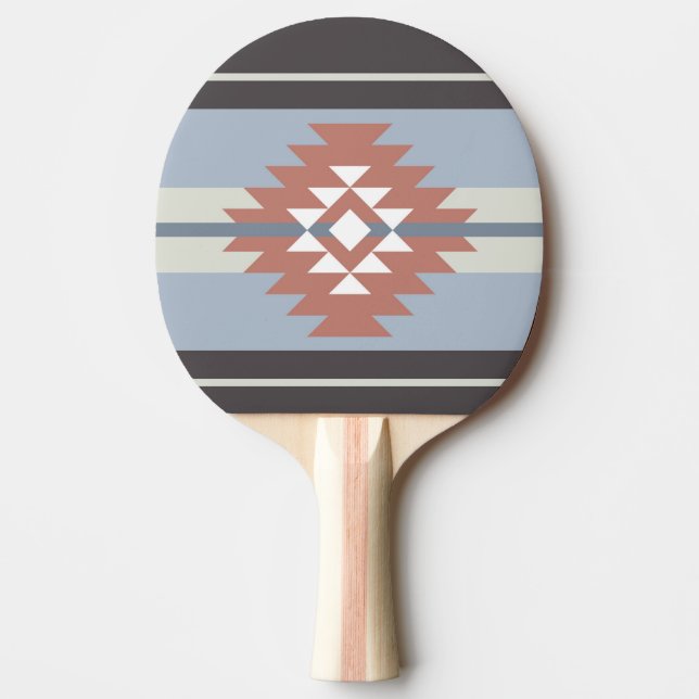 Aztec design in pink and blue colours ping pong paddle (Front)