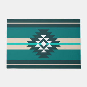 Aztec design in turquoise color doormat