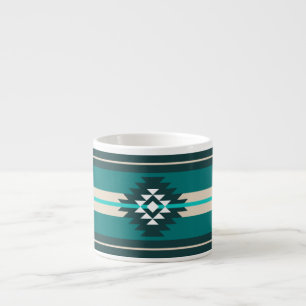 Aztec design in turquoise color espresso cup