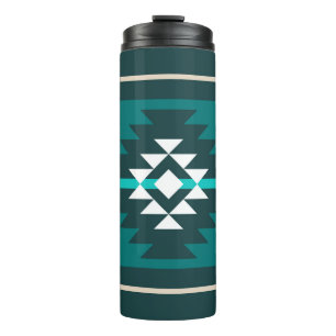 Aztec design in turquoise color thermal tumbler