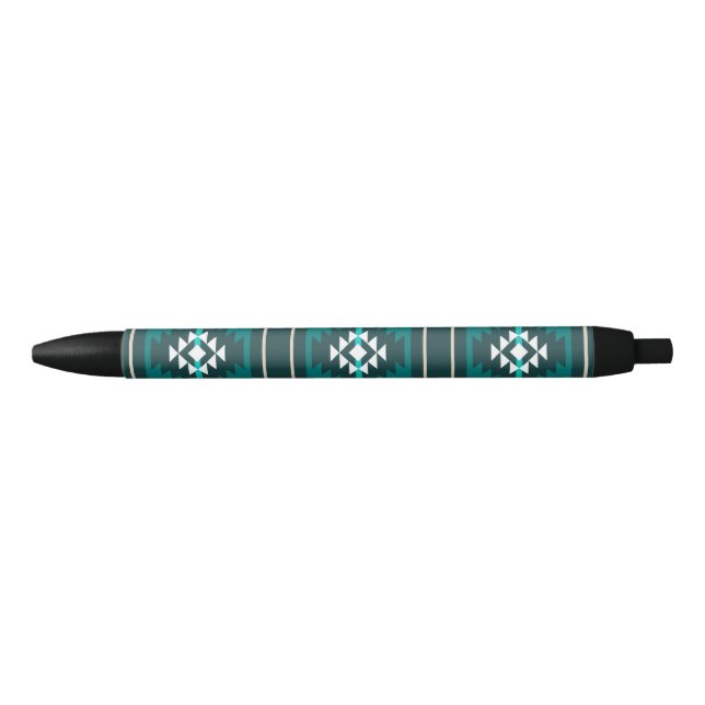 Aztec design in turquoise colour black ink pen (Front)