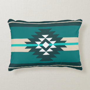 Aztec design in turquoise colour decorative cushion