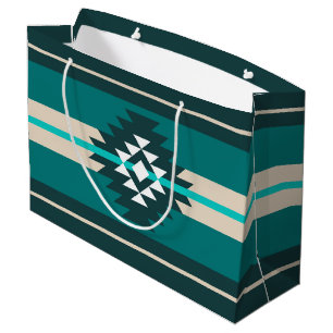 Aztec design in turquoise colour large gift bag