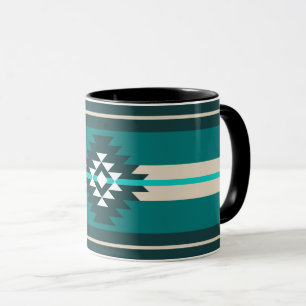 Aztec design in turquoise colour mug