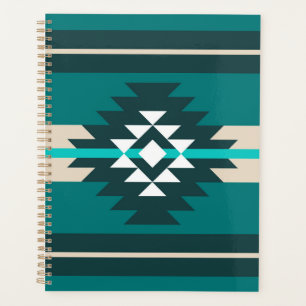 Aztec design in turquoise colour planner