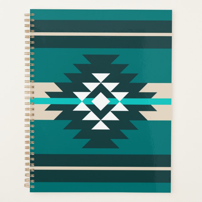 Aztec design in turquoise colour planner (Front)