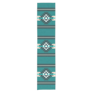 Aztec design in turquoise colour short table runner