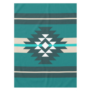 Aztec design in turquoise colour tablecloth