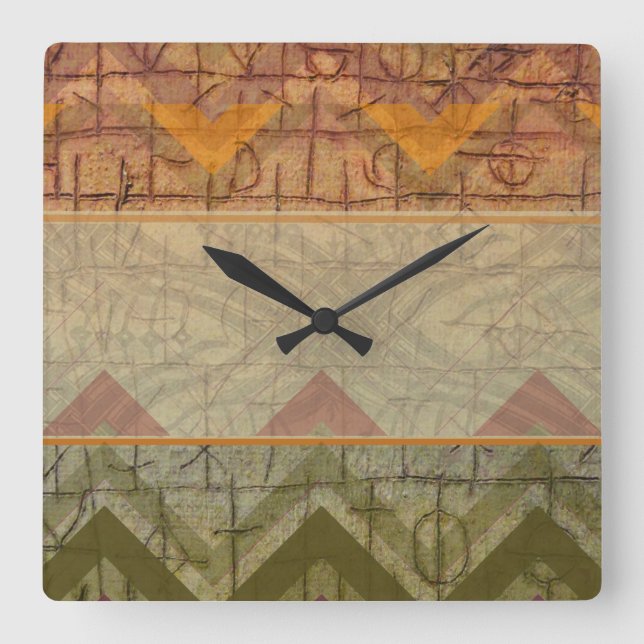 Aztec Design Timepiece Square Wall Clock (Front)