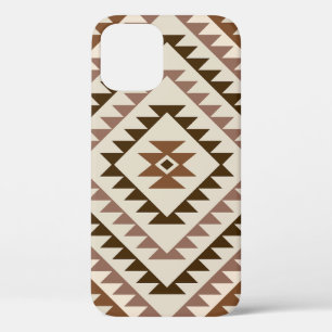 Aztec Diamond Motif Design Browns+Cream iPhone 12 Case